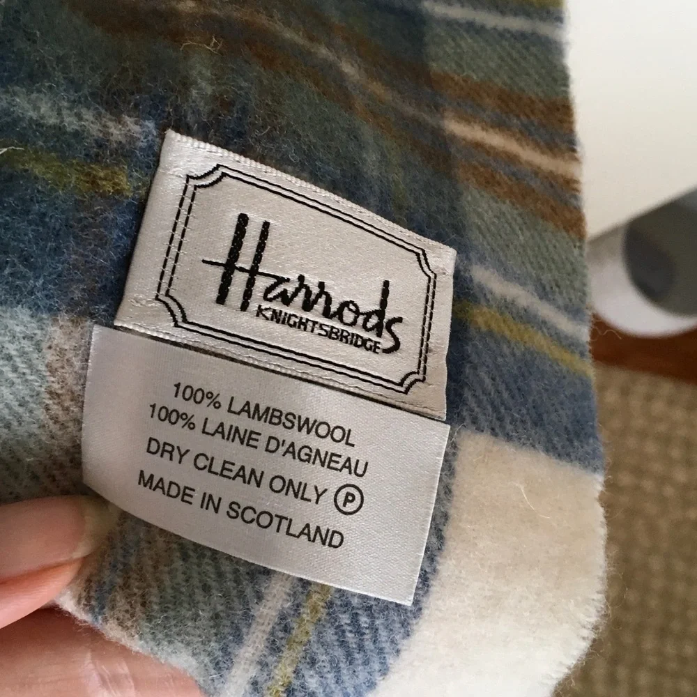 Plaid Blue Lambswool Scarf
